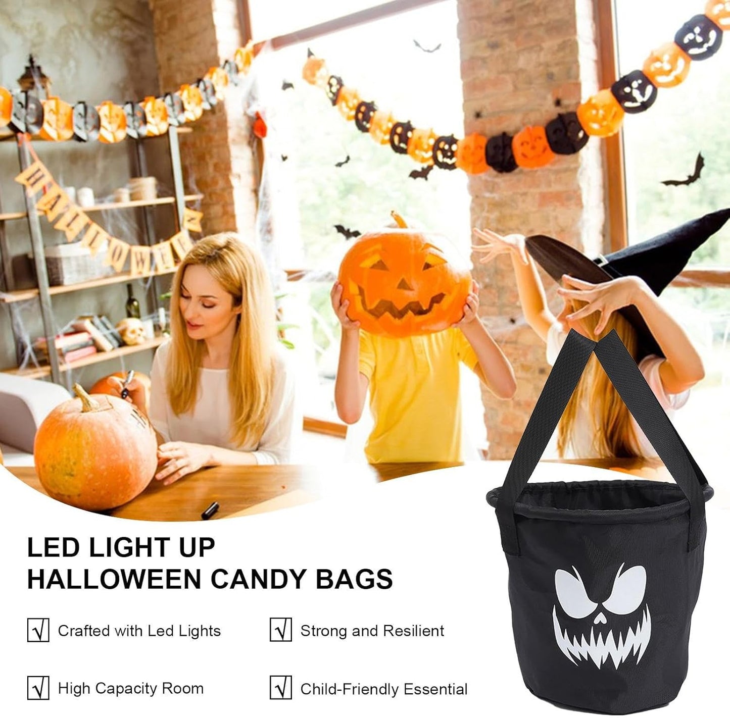 Light Up Halloween Baskets